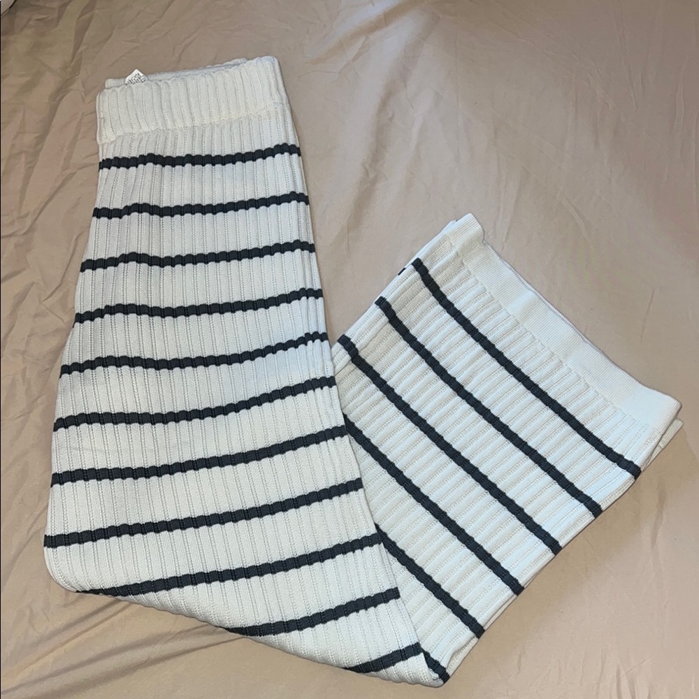 Striped Ribbed Knit Pants